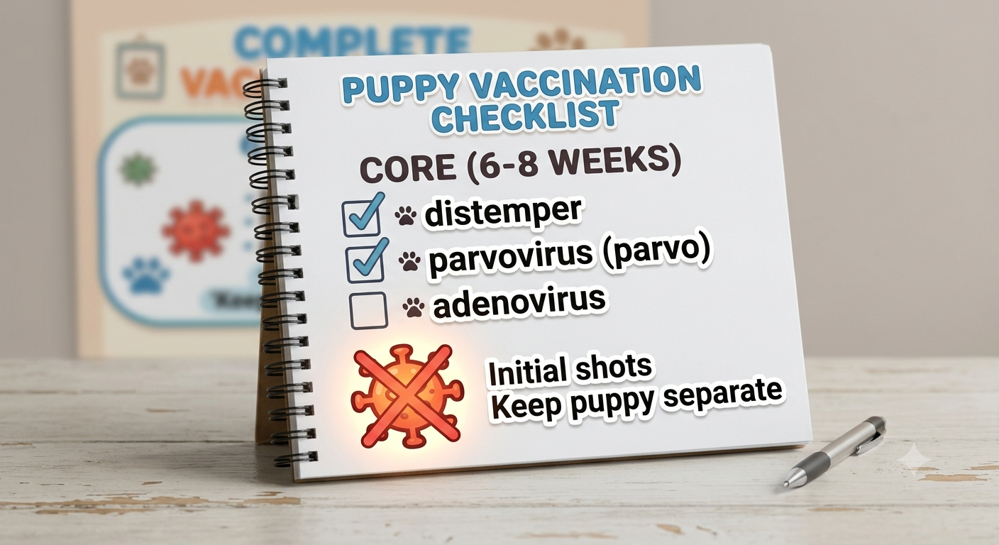Checklist for puppy vaccination schedule visits parvo boosters and rabies